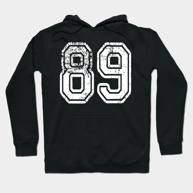 Number 89 Grungy in white Hoodie by Sterling